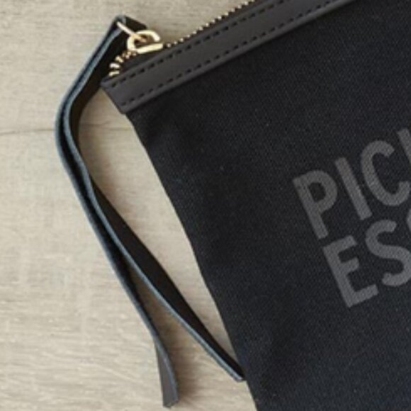 Black Canvas Pickleball Essentials Pouch Clutch Leather Trim - Picture 4 of 5
